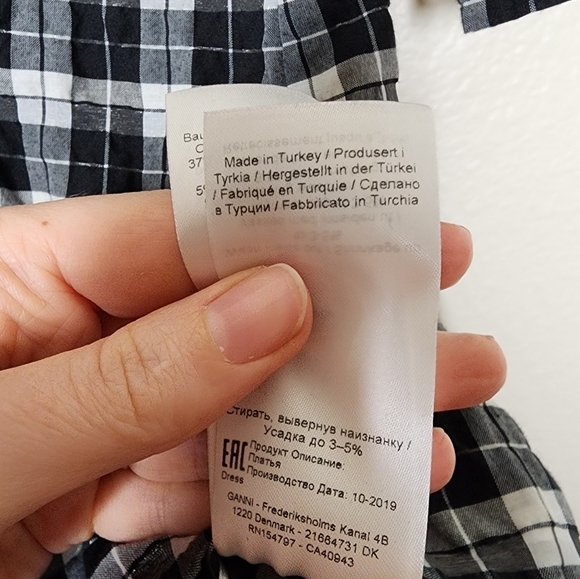 GANNI Check Puffy Long Sleeves Mini Dress 40 - Picture 8 of 9